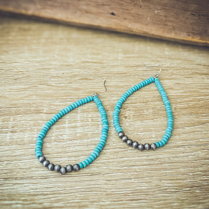 Beautiful Turquoise and Navajo Pearl Earrings