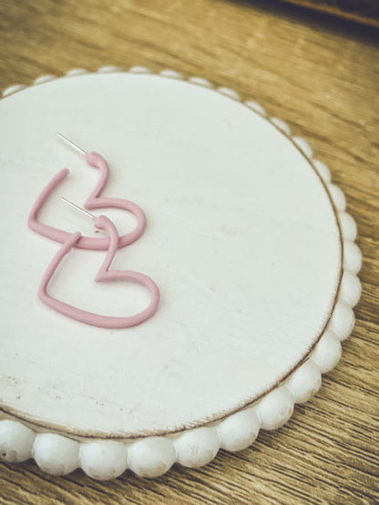 Pink or Red Heart Hoop Earrings