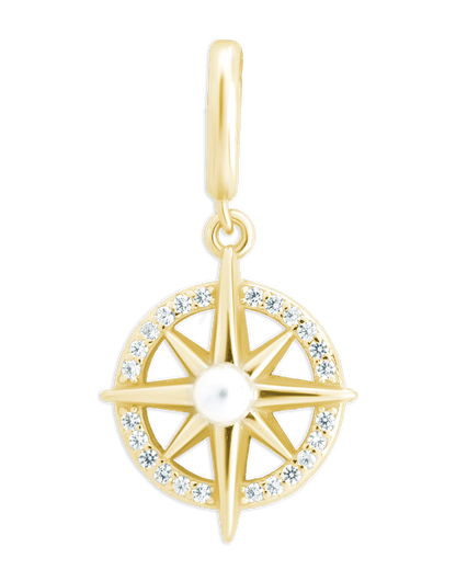 Sterling Silver CZ & Pearl Compass