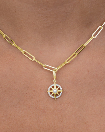 Sterling Silver CZ & Pearl Compass
