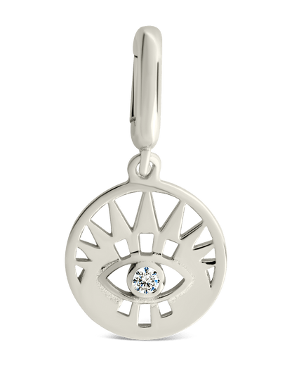 Sterling Silver CZ Evil Eye Disc Charm