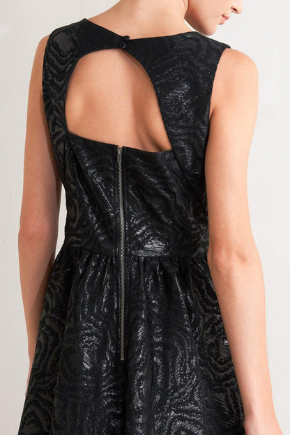 CHECK YOURSELF BLACK WOVEN MIDI DRESS