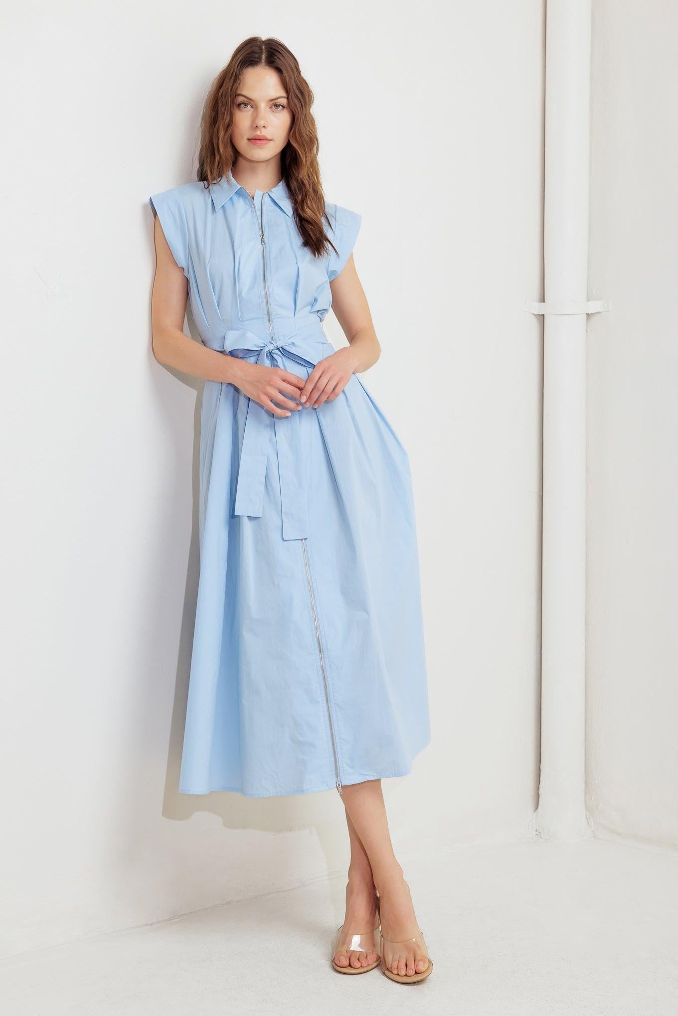 BLUE SERENITY WOVEN MIDI DRESS