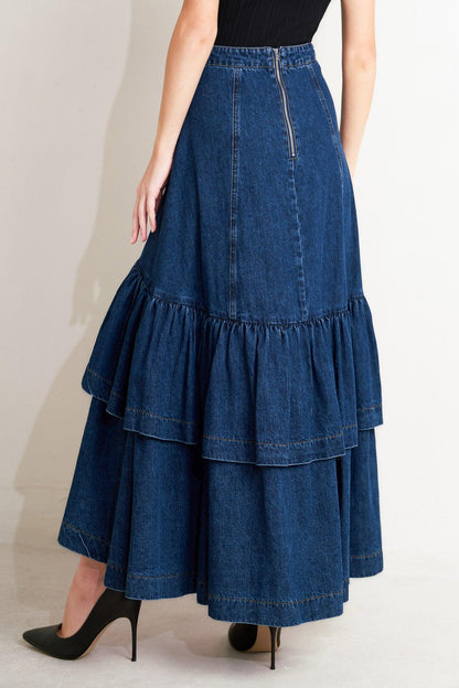 SUNDAY STROLL DENIM MAXI SKIRT