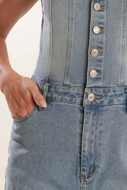 WALK WITH ME DENIM JUMPSUIT