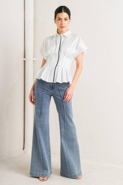 QUIET FORCE WOVEN TOP