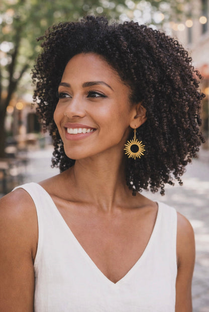 Beautiful Gold Sun Burst Earrings