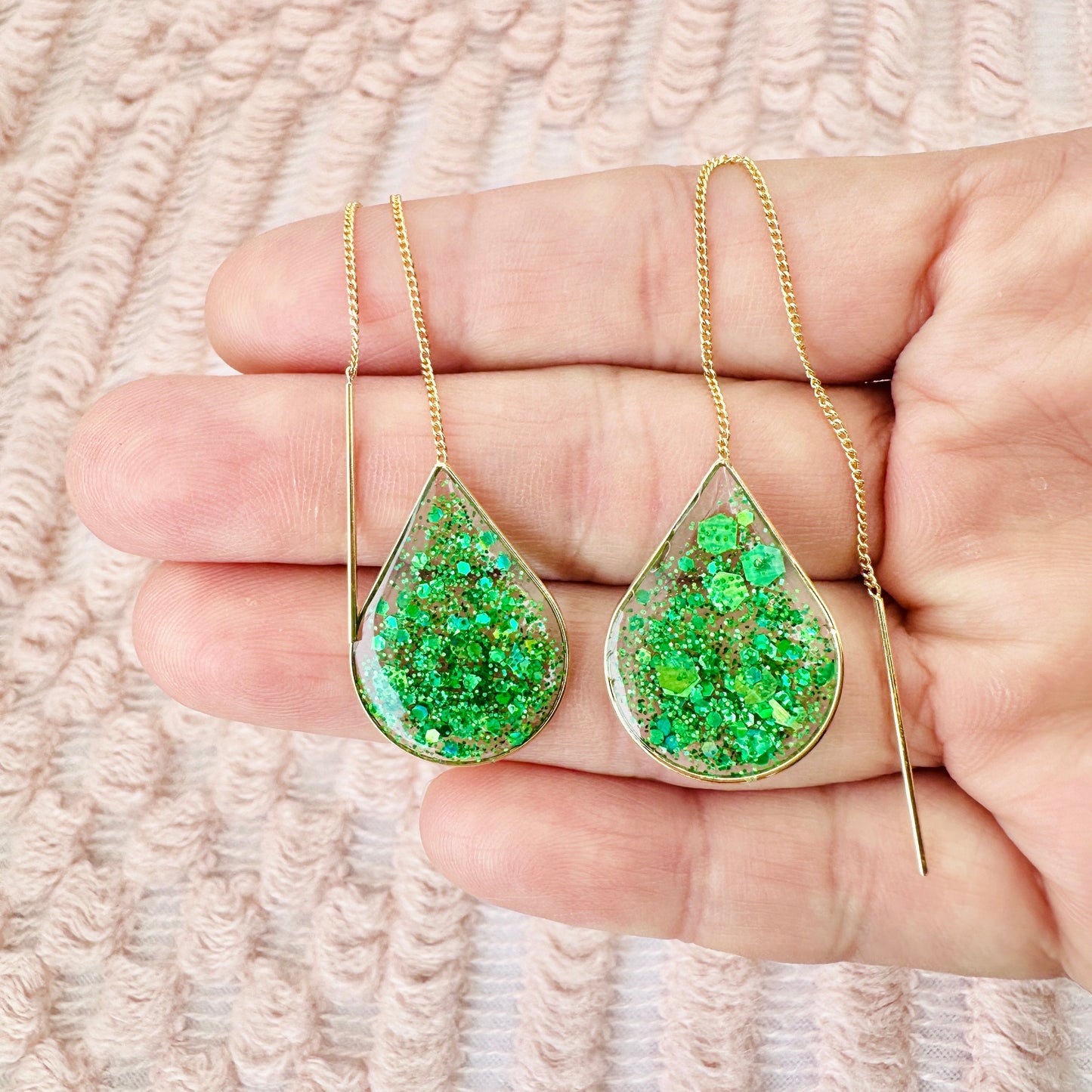 Ngọc Lục - Green Glitter Silver Threaders