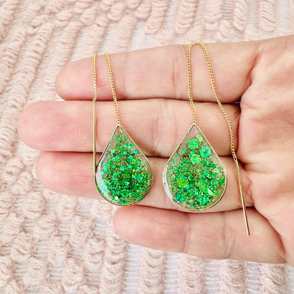 Ngọc Lục - Green Glitter Silver Threaders
