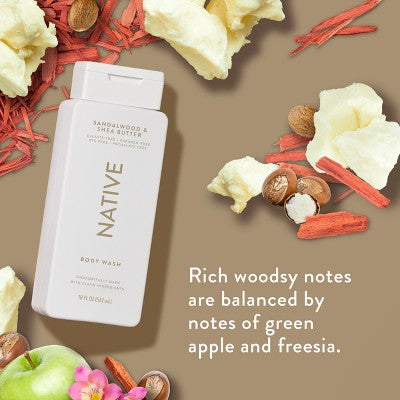 Native Body Wash for Men & Women Sandalwood & Shea Butter  18 fl oz - New