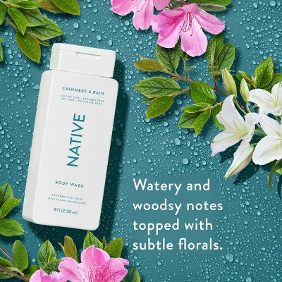 Native Body Wash for Women & Men Cashmere & Rain Sulfate Free 18 fl oz - New