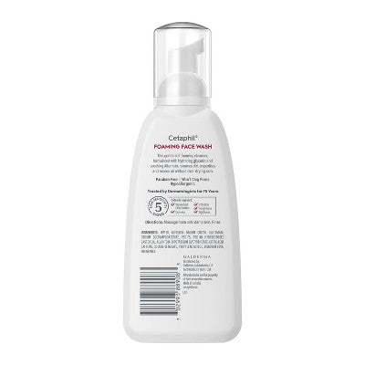 Cetaphil Foaming Face Wash Facial Cleanser for Redness Prone Skin 8 fl oz - New