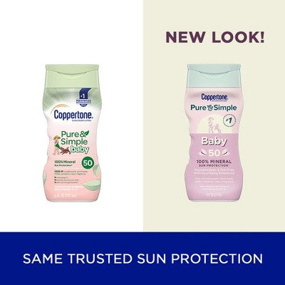 Coppertone Pure & Simple Baby Mineral SPF 50 6 fl oz - Imperfect Container