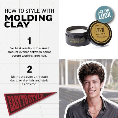 American Crew Men's Strong Hold and Medium Shine Hair Styling Molding Clay 3oz - New