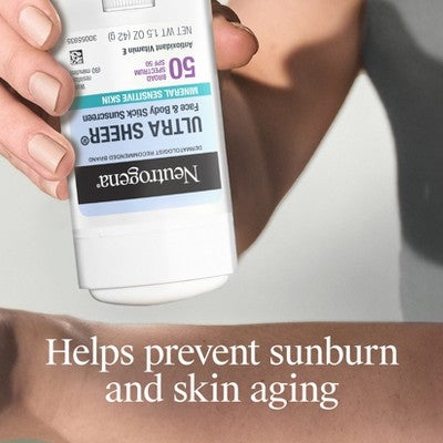 Neutrogena Mineral Ultra Sheer Face and Body Sunscreen Stick SPF 50 1.5oz - Imperfect Container