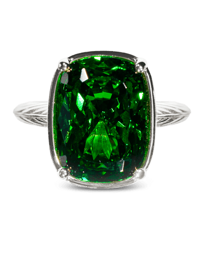 Sterling Silver Elongated Cushion Emerald CZ Cocktail Ring