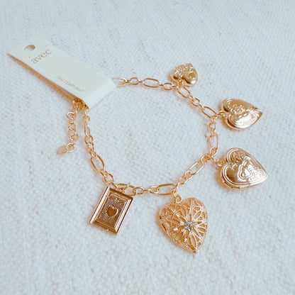Heart Lockets Multi Charm Bracelet