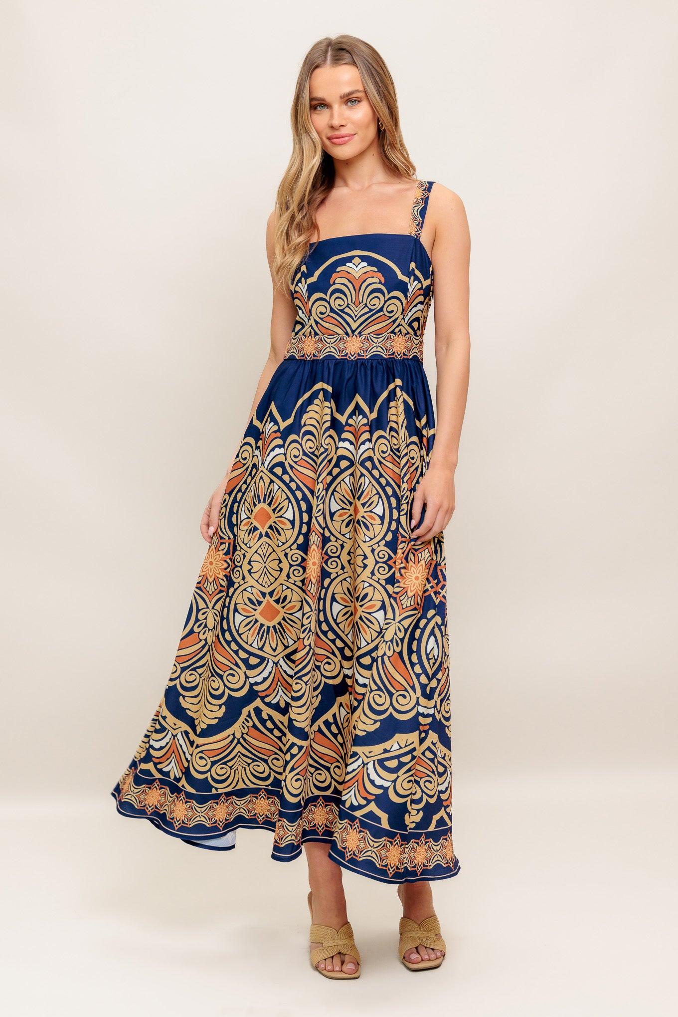 SAHARA DREAMS WOVEN MIDI DRESS