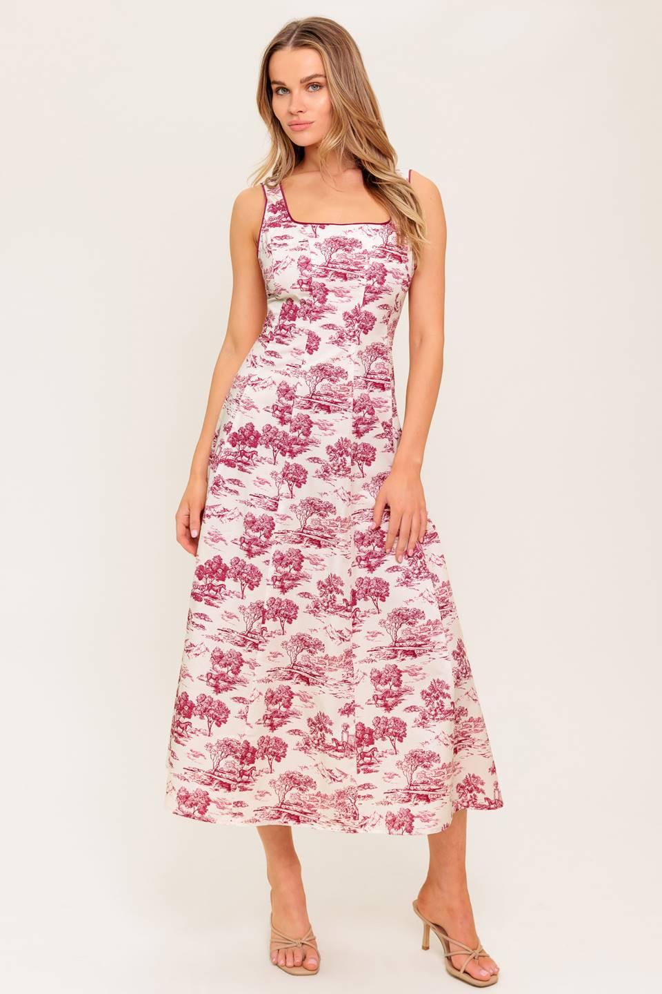 MOJITO MOOD BERRY WOVEN MIDI DRESS