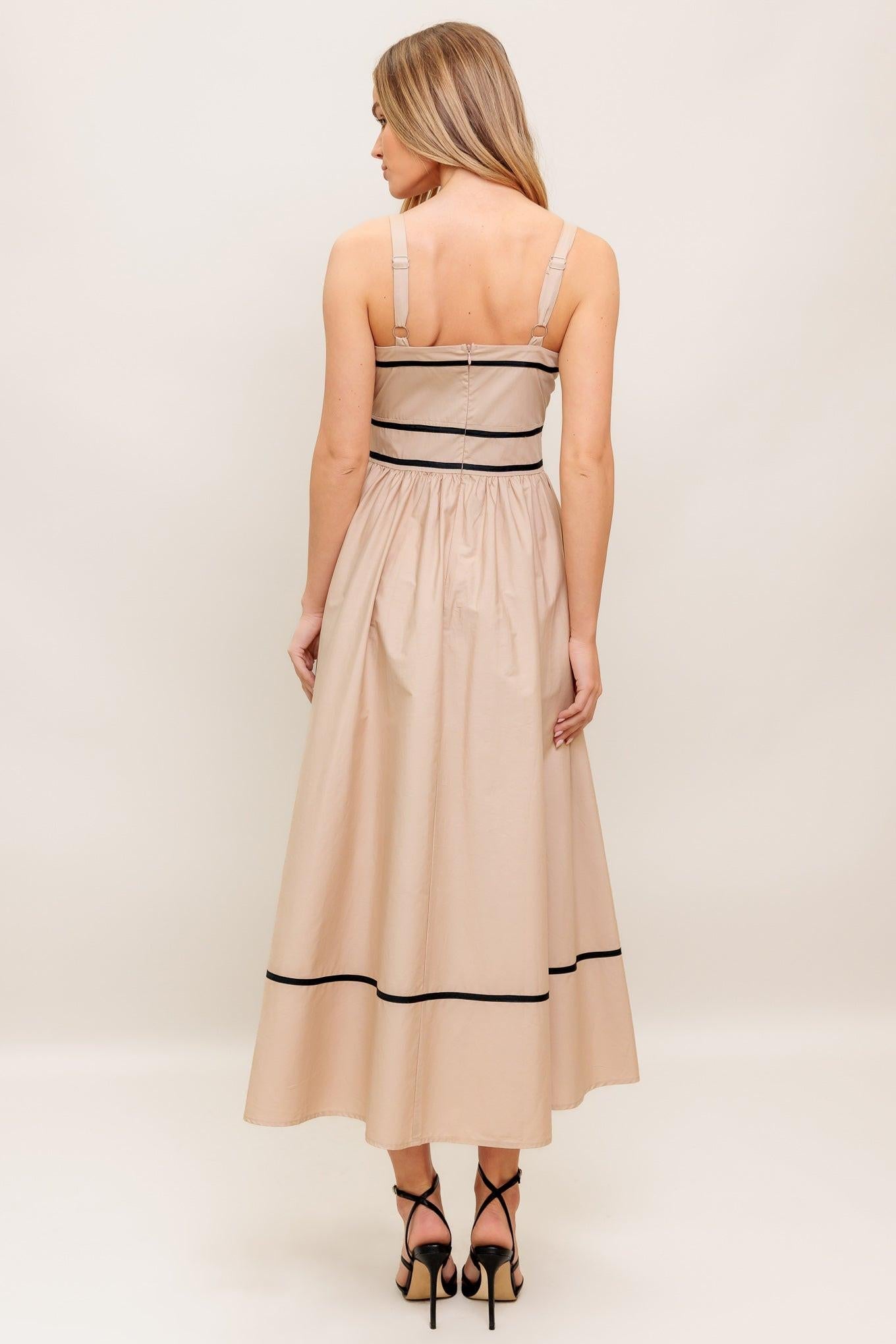 QUIET LUXE STRAP WOVEN MIDI DRESS