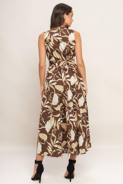 ELEGANT BLOOM WOVEN MIDI DRESS