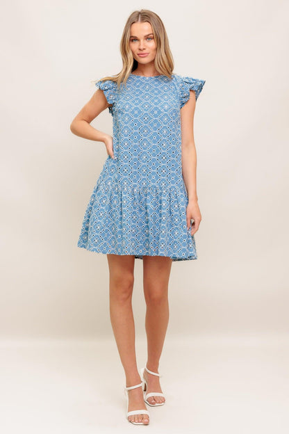 CUPCAKE SMILE WOVEN EYELET BABYDOLL DRESS