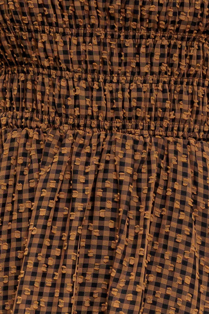 CHECKED DAYDREAM WOVEN MIDI DRESS