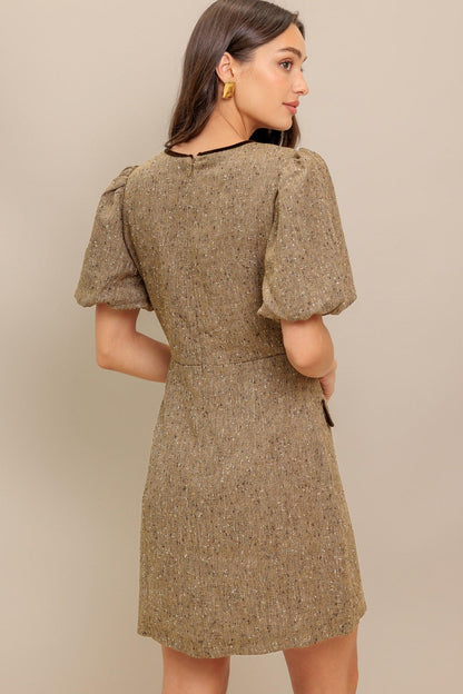 MADEMOISELLE MODE WOVEN WEED MINI DRESS