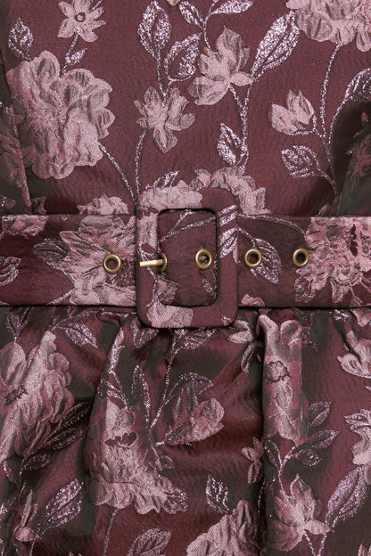 AUBERGINE CHIC JACQUARD WOVEN MIDI DRESS