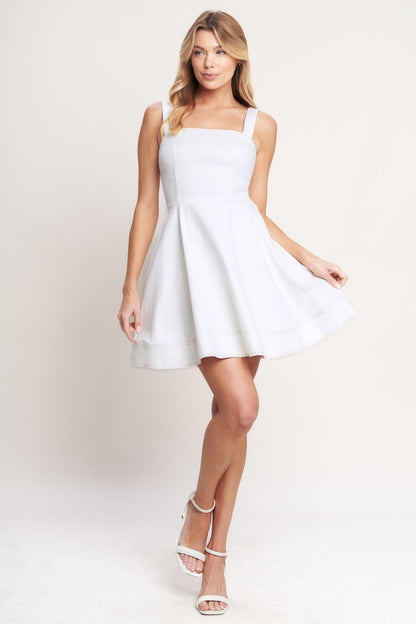 FIRST DATE FEELS WOVEN TWILL MINI DRESS