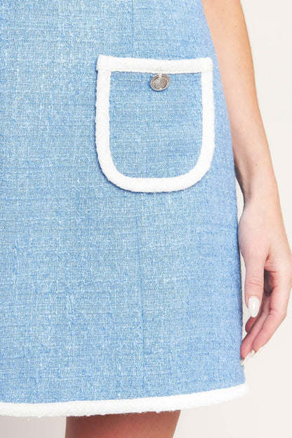 BLUE SKIES AND DAYDREAMS WOVEN MINI DRESS