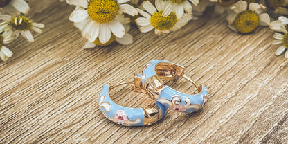 Beautiful Small Pastel Blue Hoop Earrings