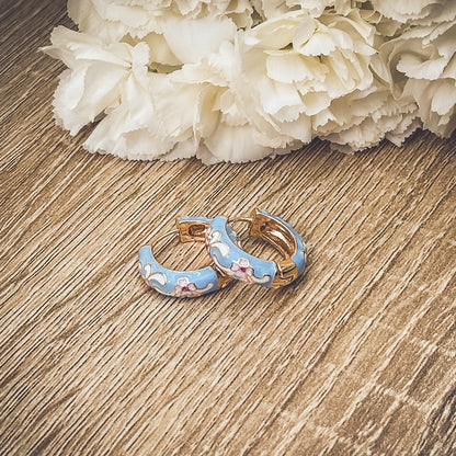 Beautiful Small Pastel Blue Hoop Earrings