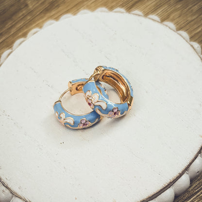 Beautiful Small Pastel Blue Hoop Earrings