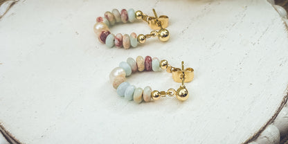 Beautiful Stone Huggie Earrings