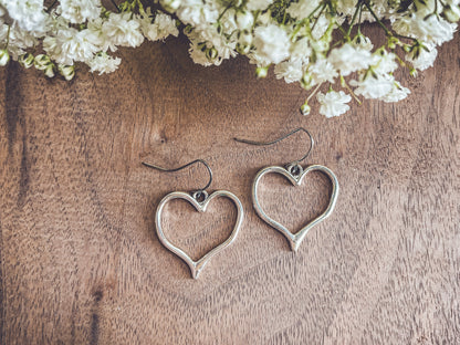 Beautiful Silver Heart Earrings