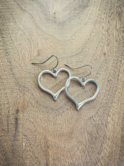Beautiful Silver Heart Earrings