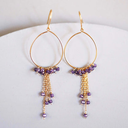 Aquamarine Mini Swing Hoop Earrings