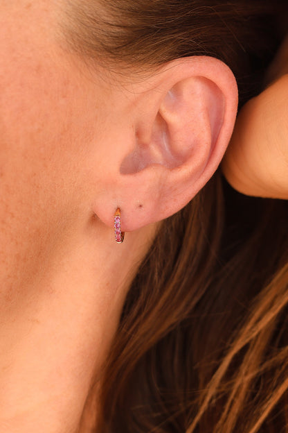 Micro Crystal Hoop in Pink