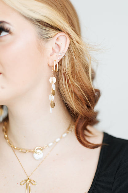 Beautiful Gold and White Disc Drop Earrings