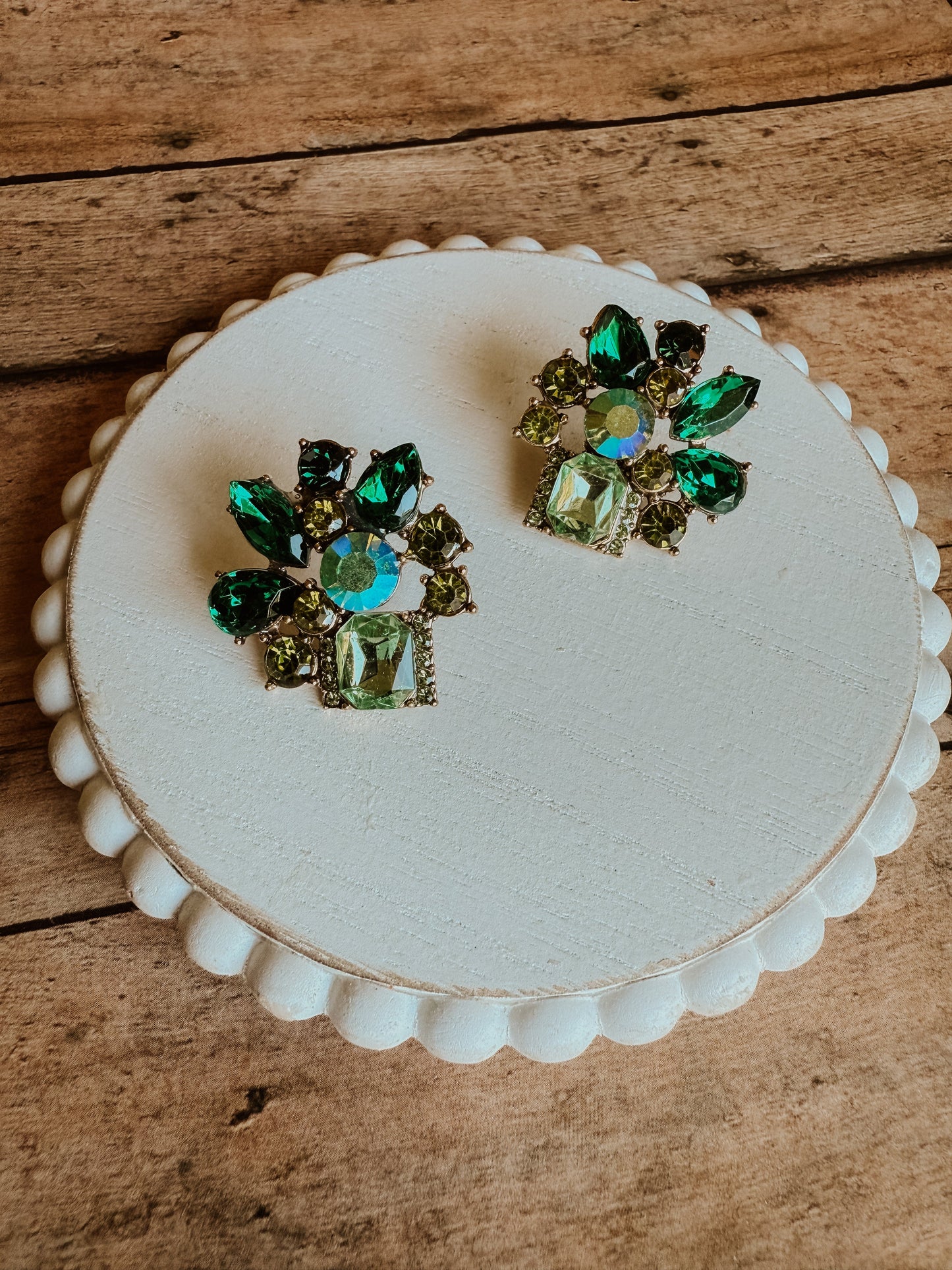 Beautiful Green Crystal Statement Earrings