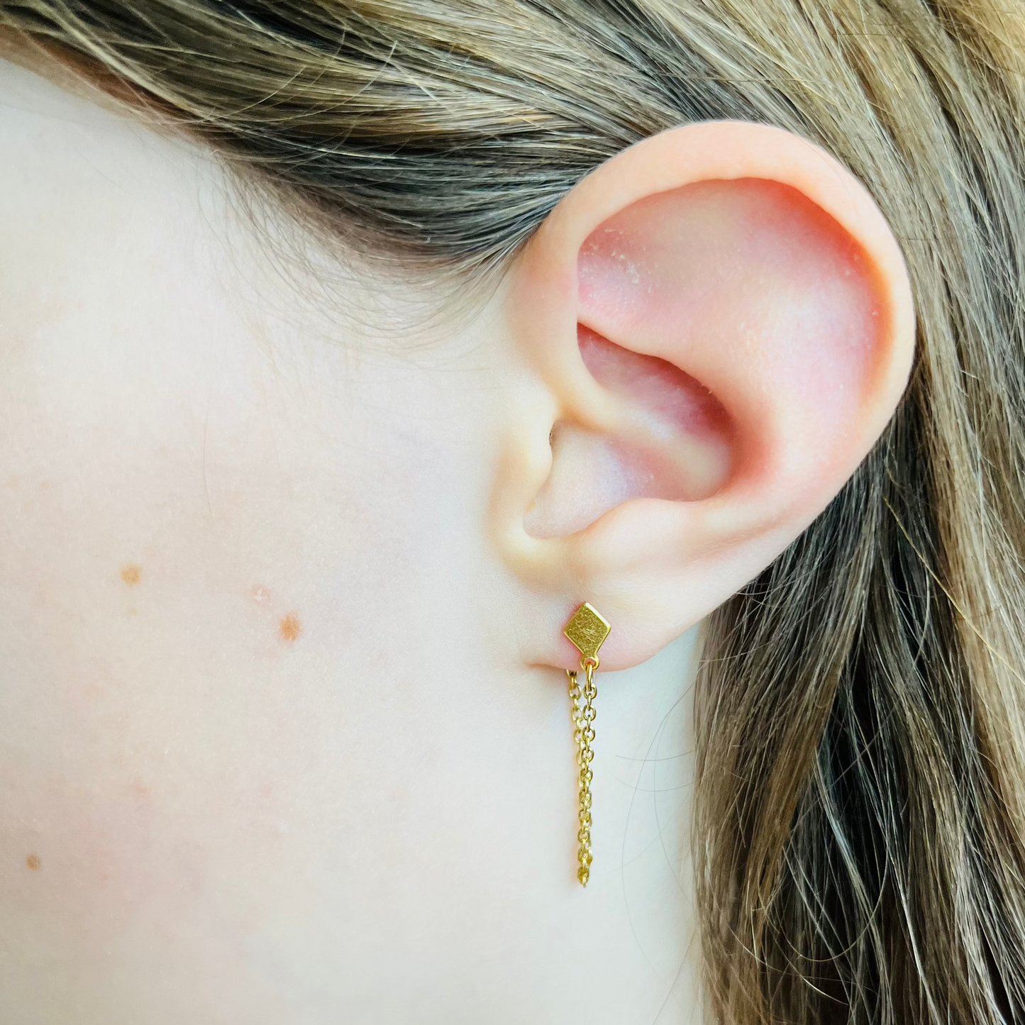 Small Diamond & Chain Studs