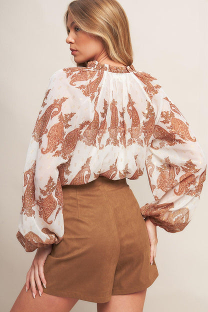 DESERT FLOWER FAUX SUEDE SKORT