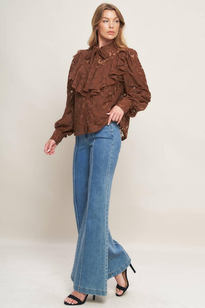 ROMANTIC SHADE WOVEN LACE TOP