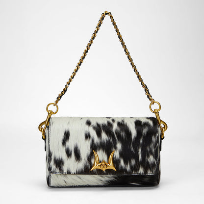 Loyal West SAVI MINI BAG IN BLACK & WHITE COWHIDE