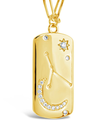 CZ Constellation Dog Tag Pendant Necklace