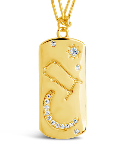 CZ Constellation Dog Tag Pendant Necklace