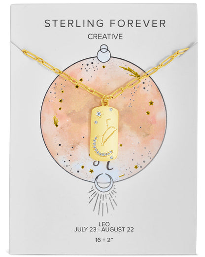 CZ Constellation Dog Tag Pendant Necklace
