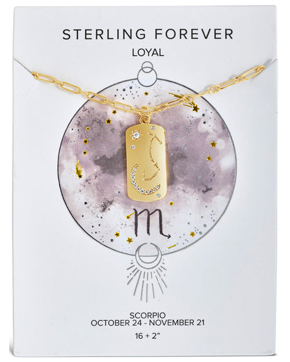 CZ Constellation Dog Tag Pendant Necklace