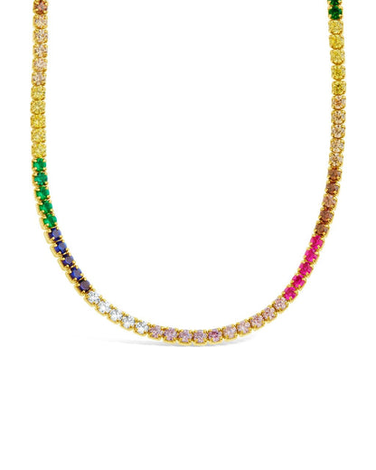 Maria Chain & Rainbow CZ Tennis Necklace